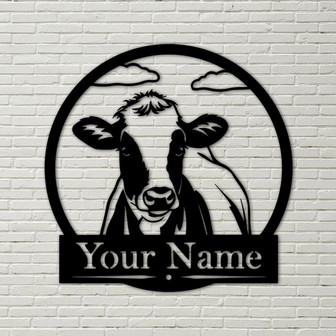 Custom Cow – Metal Cow Sign, ersonalized sign, western, farmhouse style, gifts, farm sign, weddings, wall hangings, farm decor, cow hereford - Thegiftio