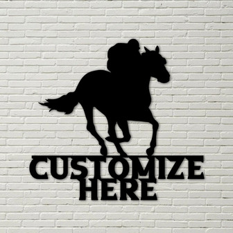 Custom Horse Racing Metal Sign, Personalized Metal Horse Decor, Horse Racing Wall Hanging - Thegiftio UK