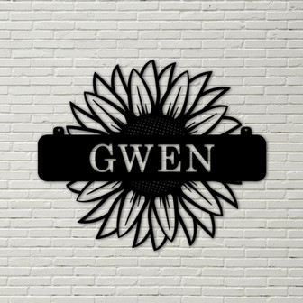 Custom Metal Sign, family name sign, custom metal hanging, welcome sign, initials sign, home decor, housewarming, personalized, sunflower - Thegiftio UK
