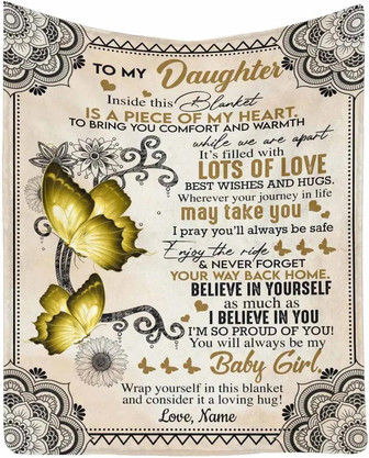 Custom Name Blanket To My Daughter From Mom And Dad, This Blanket Is Filled With Lots Of Love Best Wishes And Hugs Butterfly Lightweight Blanket For Couch - Thegiftio UK