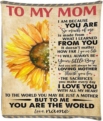 Custom Name Blanket Personalized Gift To My Mom From Son, Sunflower Blanket For Kids Adults Family Friends Birthday Christmas - Thegiftio UK