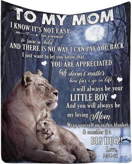 Custom Name Love Blanket Throw To My Mom From Son For Mother's Day Blanket Gift, You Are Appreciated You Will Always Be My Loving Mom Letter Lion And Moon Blanket - Thegiftio UK
