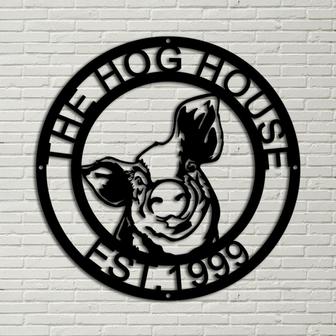 Custom Pig Farm sign, Animals farm, metal hog sign, animal farm sign, round pig sign, farmhouse, hog wall art, farm metal sign, pig sign - Thegiftio UK