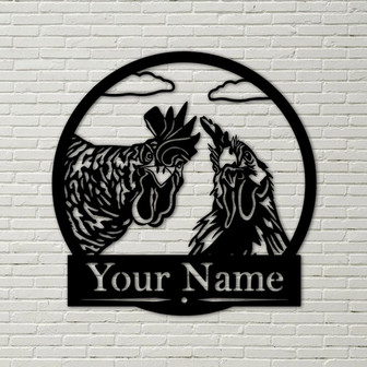 Custom Rooster – Metal Chicken Sign, farm decor, barrel racing gift, personalized sign, western, farmhouse style, gifts, horse sign - Thegiftio