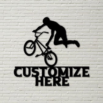 Customizable BMX Biker Sign, Custom Metal Bike Sign, Personalized BMX Bike Decoration - Thegiftio