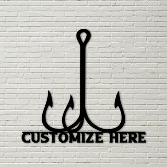 Customizable Catfish Hook Sign, Metal Fish Hook Sign, Metal Fishing Home Decor, fish hook sign, metal fish hook, fishing sign - Thegiftio