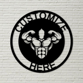 Customizable Metal Bodybuilder sign, Personalized Gym Decoration, Metal Gym Decoration, Custom Home Gym Sign - Thegiftio