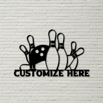 Customizable Metal Bowling Sign, bowling gift, game room sign, bowling decor, bowling lover, bowling room, sports sign - Thegiftio