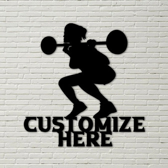 Customizable Metal Female Weightlifter sign, Personalized Gym Decoration, Metal Gym Decoration, Custom Home Gym Sign - Thegiftio