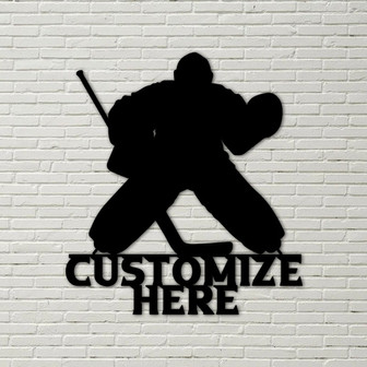 Customizable Metal Hockey Goalie Sign, Personalized Hockey Player Decoration, Hockey Home Decor - Thegiftio UK