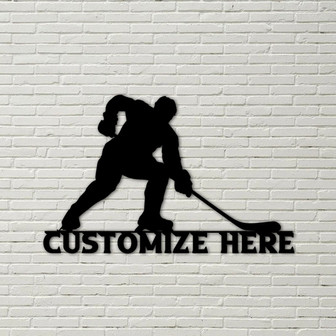 Customizable Metal Hockey Player Sign, Personalized Hockey Player Decoration, Hockey Home Decor - Thegiftio UK