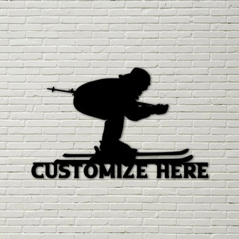 Customizable Metal Skiing Sign, ski lover, skiing decor, ski lodge decor, decor for snow sport, ski sport, - Thegiftio UK