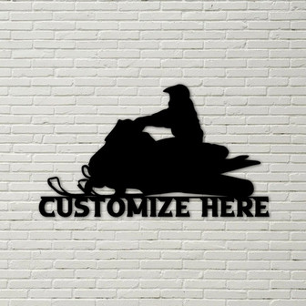 Customizable Metal Snowmobile Sign, Personalized Snowmobile, Custom snowmobile decoration, Winter Sports Decor - Thegiftio