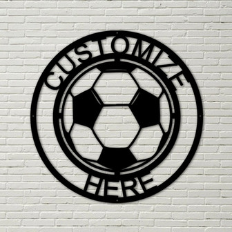 Customizable Metal Soccer Sign, Soccer Home Decoration, Soccer Ball In Circle, Soccer Sign, Custom Metal Sign - Thegiftio