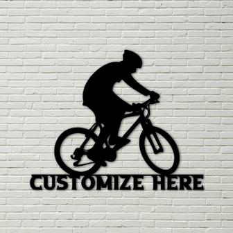 Customizable Mountainbiker Sign, mountain bikers, road bike, bike racing, custom metal signs, mtb metal wall art - Thegiftio UK