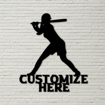Customizable Softball Pitcher Sign, Metal Softball Decoration Sign - Thegiftio