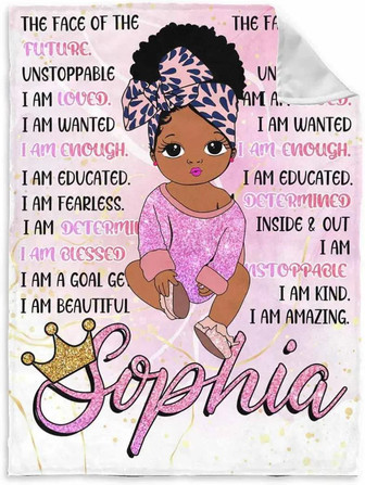 Customized Baby Girl Name Blanket For Daughter From Mom, African American Baby Girl Pink Bed Blanket Personalized For Baby Girls Birthday Christmas Throw Blanket For Bedding - Thegiftio UK