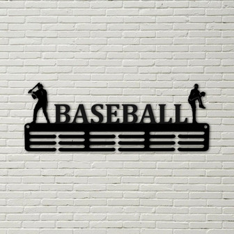 Customized Baseball Sport Medal Hanger Metal sign - 12 Rungs for medals & Ribbons, Show Team Spirit, metal sign, art, wall decor - Thegiftio UK