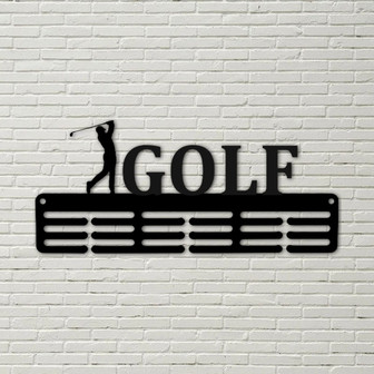 Customized Golf Sport Medal Hanger Metal sign - 12 Rungs for medals & Ribbons, Show Team Spirit, metal sign, art, wall decor, golfer gift - Thegiftio UK