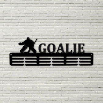 Customized Hockey Goalie Sport Medal Hanger metal sign - 12 Rungs for medals & Ribbons, Show Team Spirit, metal sign, art, wall decor - Thegiftio UK