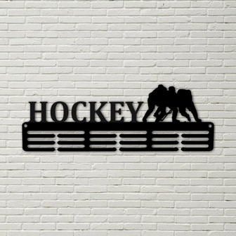 Customized Hockey Sport Medal Hanger Metal sign - 12 Rungs for medals & Ribbons, Show Team Spirit, metal sign, art, wall decor, hockey gift - Thegiftio UK