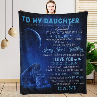 To My Daughter Blanket From Dad Daughter Gift Lion Father Throw Blanket Gift Super Soft Cozy Flannel Blanket For Bed Sofa Birthday Christmas Thanksgiving - Thegiftio UK