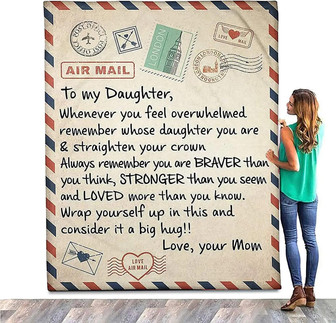 To My Daughter Blanket From Mom Fleece Blanket Letter Printed Quilts Air Mail Blanket Personalized Custom Gifts - Thegiftio UK