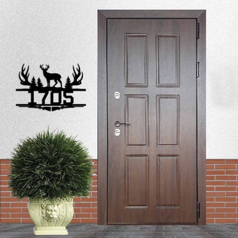 Deer Address Sign, Metal Deer Sign, Antler Wall Sign, Hunting Present, Man Gift, Deer Family Address Sign, Hunter Valentines Gift, Camp Sign - Thegiftio UK