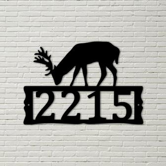 Deer Metal Address Plaque for House, Address Number, Metal Address Sign, House Numbers, Front Porch Address - Thegiftio UK