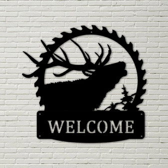 Deer Sawblade Metal Sign - monogram, hunting monogram, metal sign, last name sign, hunting, outdoorsman - Thegiftio UK