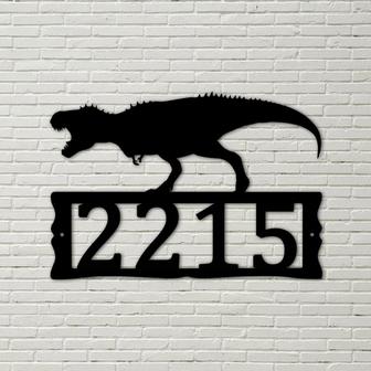 Dinosaur Metal Address Plaque for House, Address Number, Metal Address Sign, House Numbers, Front Porch Address, dinosaur metal sign - Thegiftio UK