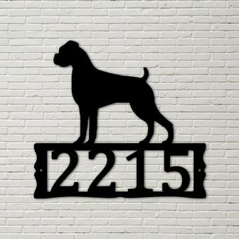 Dog House Numbers - Boxer Metal Address Plaque for House, Address Number, Metal Address Sign, House Numbers, Front Porch Address - Thegiftio