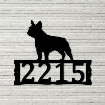 Dog House Numbers -  French Bulldog Metal Address Plaque for House, Address Number, Metal Address Sign, House Numbers, Front Porch Address
