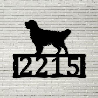 Dog House Numbers - Golden Retriever Metal Address Plaque for House, Address Number, Metal Address Sign, House Numbers, Front Porch Address - Thegiftio UK