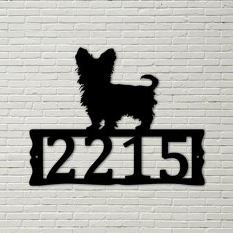 Dog House Numbers - Yorkshire Terrier Metal Address Plaque for House, Address Number, Metal Address Sign, House Numbers, Front Porch Address - Thegiftio UK