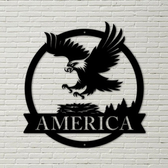 Eagle’s Nest Metal sign - Metal Wall Art Décor - eagle nest monogram, eagle decor, usa steel - Thegiftio