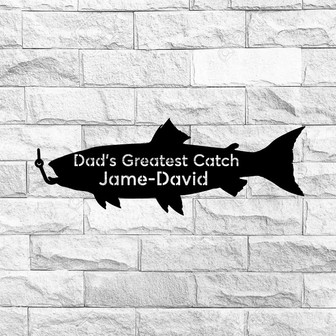 Fish Sign, Fishing Sign, Gift for Husband, personalized sign, personalized fishing sign, Dads Greatest Catch - Thegiftio