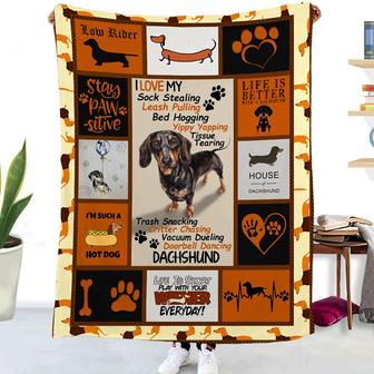 Gift For Dog Dad Dog Mom, Love My Dachshund Dog Fleece Blanket, Birthday Gift, Christmas Gift - Thegiftio UK