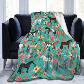 Horse Blanket For Girl, Horse Gift For Girls Women , Cute Horses Throw Blanket Flannel Fleece Bed Blanket Lightweight Cozy Blanket For Bedroom Living Rooms Sofa Couch - Thegiftio UK