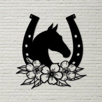 Horse Head Horseshoe - Metal Sign horse, metal sign, farmhouse sign, gifts, horse lover, farm sign, gifts for him, barrel racing - Thegiftio UK