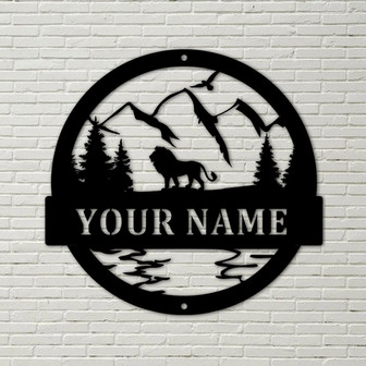 Lion Metal sign monogram, hunting monogram, metal sign, last name sign, custom text metal, custom name sign, outdoorsman, family name - Thegiftio UK