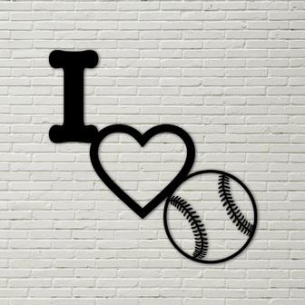 I Love Baseball Metal Wall Sign, metal baseball, heart baseball, baseball wall decor, baseball signs, baseball love, i love baseball - Thegiftio