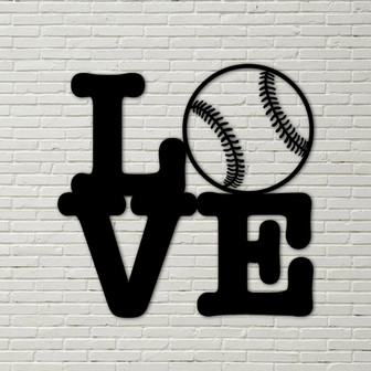 Love Baseball, Metal Wall Sign, baseball sign, baseball homedecor, baseball, sports sign, wall decor, i love baseball, i love baseball sign - Thegiftio UK