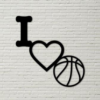 I Love Basketball Metal Wall Sign, sports sign, wall decor, love, sports wall decor, we love sports sign, basketball sign, basketball decor - Thegiftio UK
