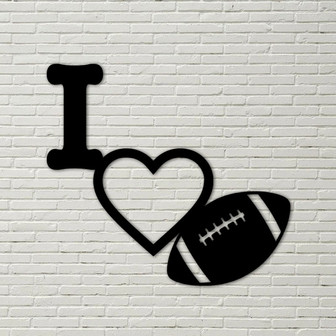 I Love Football Metal Wall Sign, sports sign, wall decor, i love sports sign, i heart sports sign, love, sports wall decor, i love sports - Thegiftio