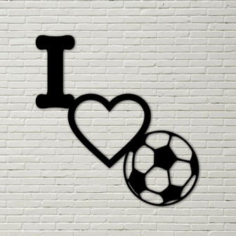 I Love Soccer Metal Wall Sign, sports sign, wall decor, i love sports sign, i heart sports sign, love, sports wall decor, i love sports - Thegiftio