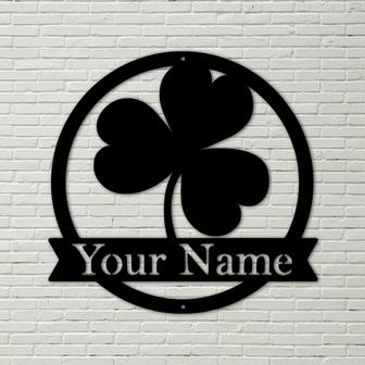 Lucky Shamrock - Personalized 3 Leaf Clover - Metal Monogram - Irish Family Sign- Family Name Sign - Thegiftio UK