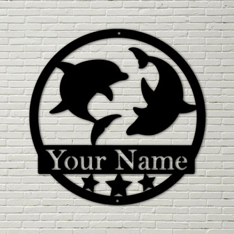 Metal Dolphin Sign, Personalized Metal Sign, Lake House Sign - Beach Home Decor home decor, beach house sign, personal dolphin, dolphin sign - Thegiftio UK
