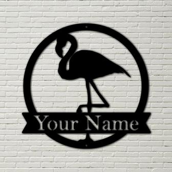 Metal Flamingo Sign, Bird Decor, Metal Sign, metal sign, flamingo, yard signs, bird decor, animal art metal sign, last name sign - Thegiftio UK