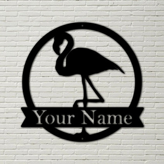Metal Flamingo Sign, Bird Decor, Metal Sign, metal sign, flamingo, yard signs, bird decor, animal art metal sign, last name sign - Thegiftio